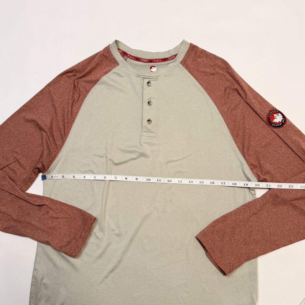 Canada Weathergear Shirt Mens Medium Gray Henley Raglan Long Sleeve Performance - Picture 6 of 9